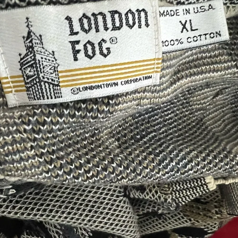 Vintage London Fog Sweater Textured Men’s V-Neck Knit Cosby 90’ 3D Hip Hop XL